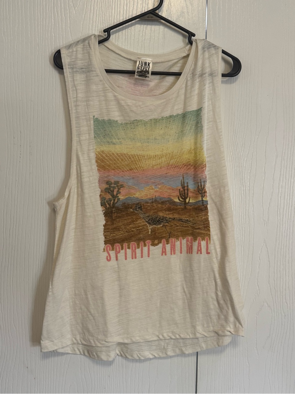Junk Gypsy Off White 'Spirit Animal' Graphic Tank Top